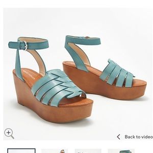 Marc Fisher Woven Leather Wedges with Ankle Strap